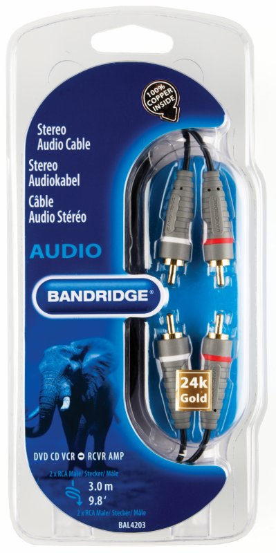 Stereo Audio Kabel 2x CINCH Zástrčka - 2x CINCH Zástrčka 3.00 m Modrá - obrázek č. 3