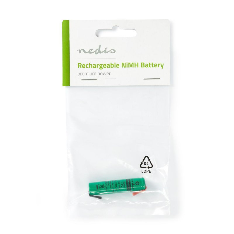 Dobíjecí Ni-MH baterie | 1.2 V DC | Dobíjecí | 600 mAh | Přednabité | 1-Polybag | N/A | Pájecí Jazýčky | Zelená - obrázek č. 1