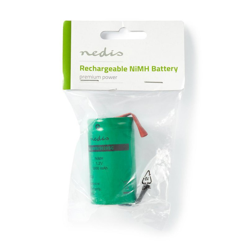 Dobíjecí Ni-MH baterie | 1.2 V DC | Dobíjecí | 8000 mAh | Přednabité | 1-Polybag | N/A | Pájecí Jazýčky | Zelená - obrázek č. 1