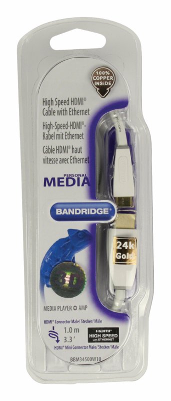 High Speed HDMI Kabel s Ethernetem HDMI Konektor - HDMI Mini Konektor 1.00 m Bílá BBM34500W10 - obrázek č. 4