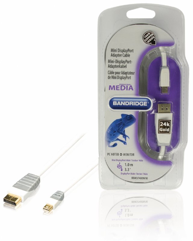 Kabel Mini DisplayPort Mini DisplayPort Zástrčka - DisplayPort Zástrčka 1.00 m Bílá BBM37400W10 - obrázek produktu