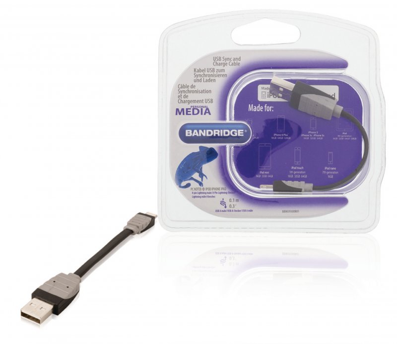 Synchronizační a Nabíjecí Kabel Apple Lightning - USB A Zástrčka 0.10 m Černá BBM39300B01 - obrázek produktu