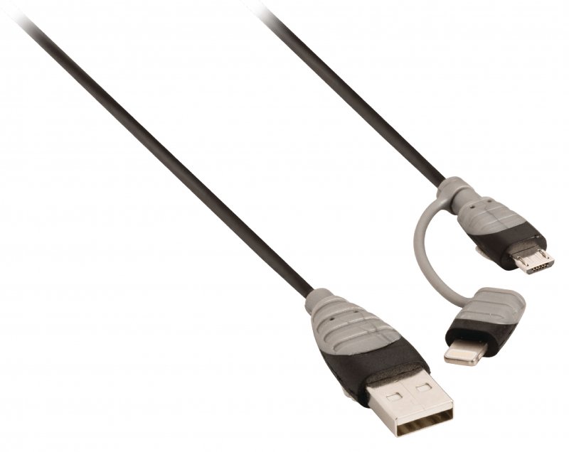 2 v 1 Synchronizační a Nabíjecí Kabel USB A Zástrčka - Micro B Zástrčka 1.00 m Černá + Adaptér Lightning BBM39400B10 - obrázek č. 2