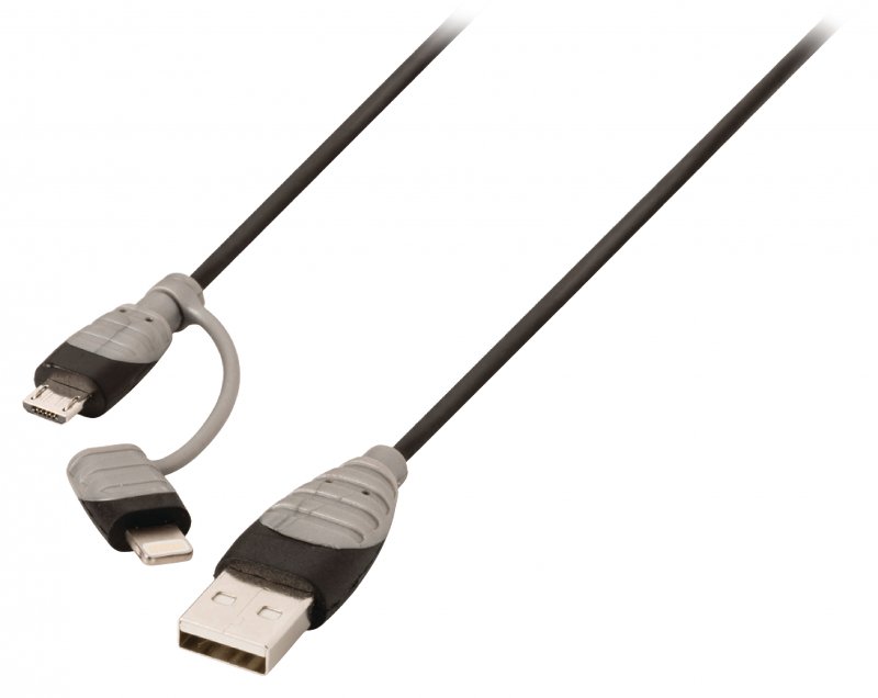 2 v 1 Synchronizační a Nabíjecí Kabel USB A Zástrčka - Micro B Zástrčka 1.00 m Černá + Adaptér Lightning BBM39400B10 - obrázek č. 1