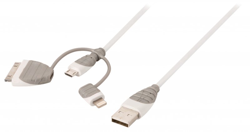 3 v 1 Synchronizační a Nabíjecí Kabel USB A Zástrčka - Micro B Zástrčka 1.00 m Bílá BBM39410W10 - obrázek č. 1