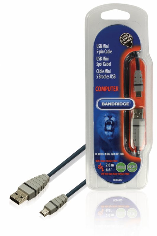 Kabel USB 2.0 USB A Zástrčka - Mini B Zástrčka Kulatý 2.00 m Modrá - obrázek produktu