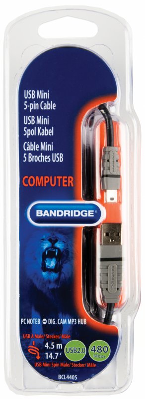 Kabel USB 2.0 USB A Zástrčka - Mini B Zástrčka Kulatý 4.50 m Modrá - obrázek č. 4