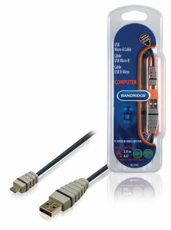 Kabel USB 2.0 USB A Zástrčka - Micro B Zástrčka Kulatý 2.00 m Modrá - obrázek produktu