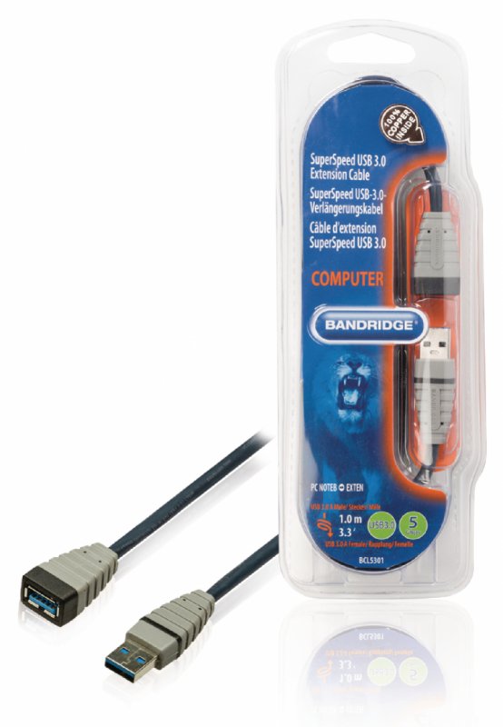 Prodlužovací Kabel USB 3.0 USB A Zástrčka - USB A Zásuvka Kulatý 1.00 m Modrá - obrázek produktu
