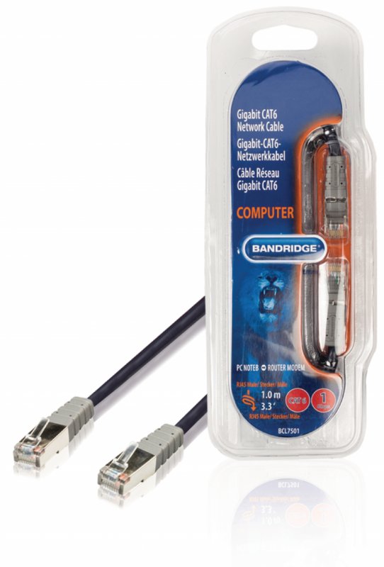 Síťový Kabel CAT6 F/UTP RJ45 (8P8C) Zástrčka - RJ45 (8P8C) Zástrčka 1.00 m Modrá - obrázek produktu