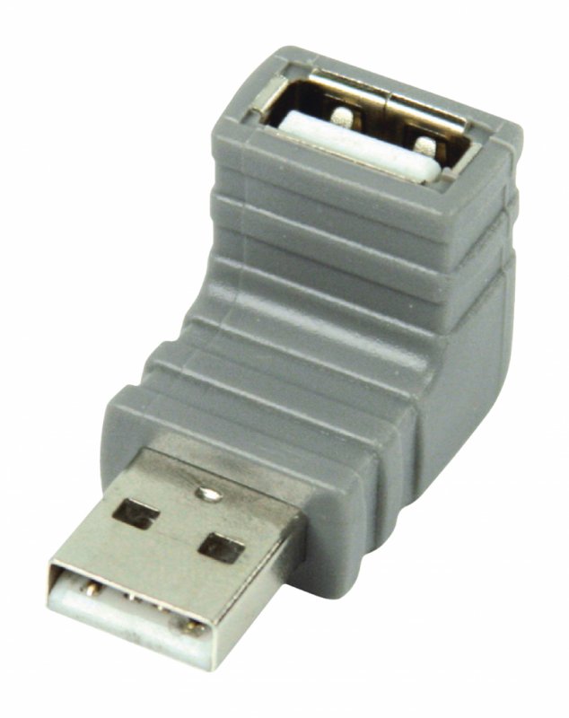 Adaptér USB 2.0 Úhlový 90° USB A Zástrčka - USB A Zásuvka Šedá - obrázek č. 2