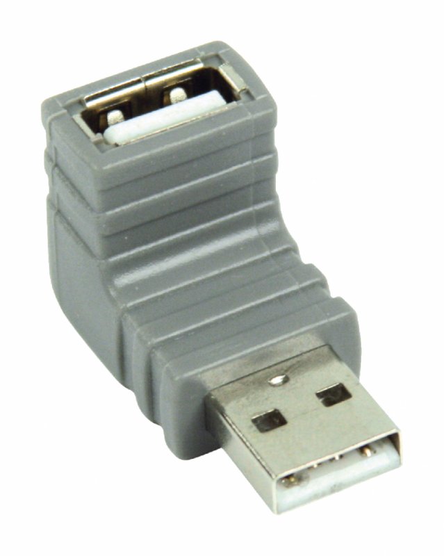 Adaptér USB 2.0 Úhlový 90° USB A Zástrčka - USB A Zásuvka Šedá - obrázek č. 1