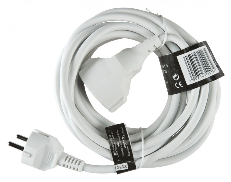 Napájecí prodlužovací kabel 3.00 m H05VV-F 3G1.5 IP20 Bílá - obrázek produktu
