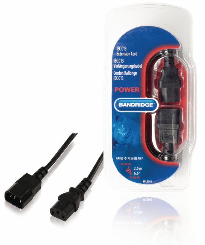 Napájecí Prodlužovací Kabel IEC-320-C14 - IEC-320-C13 2.00 m Černá - obrázek produktu