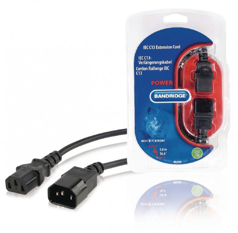 Napájecí Prodlužovací Kabel IEC-320-C14 - IEC-320-C13 5.00 m Černá - obrázek produktu