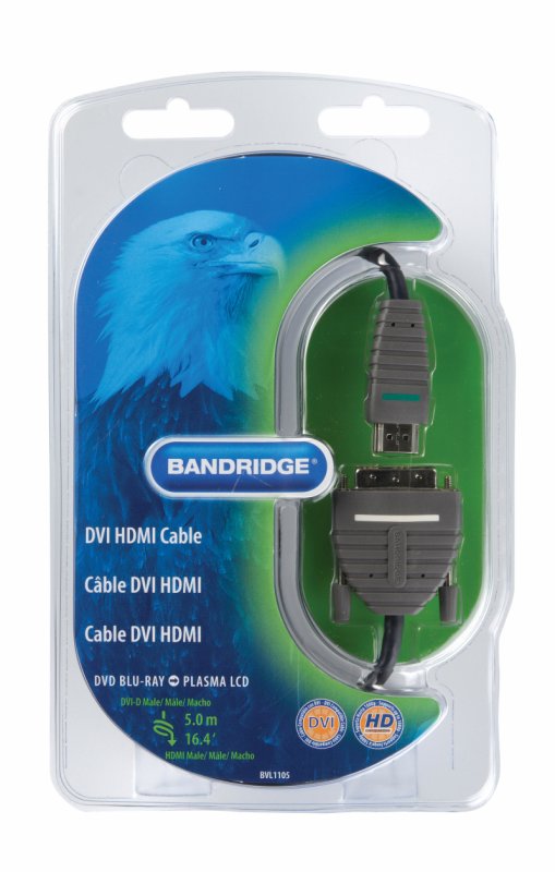 High Speed HDMI Kabel HDMI Konektor - DVI-D 24+1p Zástrčka 5.00 m Modrá - obrázek č. 4