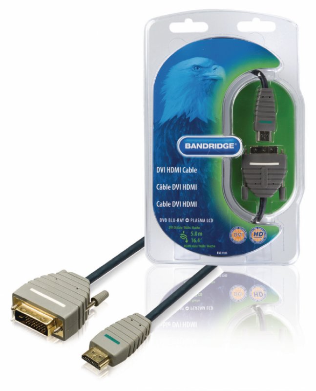 High Speed HDMI Kabel HDMI Konektor - DVI-D 24+1p Zástrčka 5.00 m Modrá - obrázek produktu
