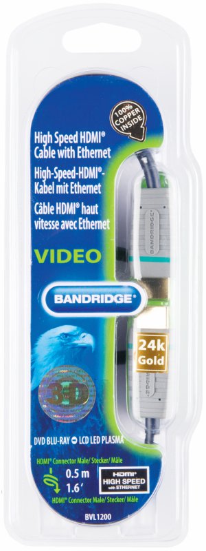 High Speed HDMI Kabel s Ethernetem HDMI Konektor - HDMI Konektor 0.50 m Modrá - obrázek č. 3