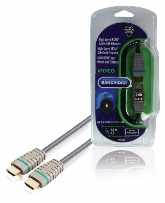High Speed HDMI Kabel s Ethernetem HDMI Konektor - HDMI Konektor 3.00 m Modrá - obrázek produktu