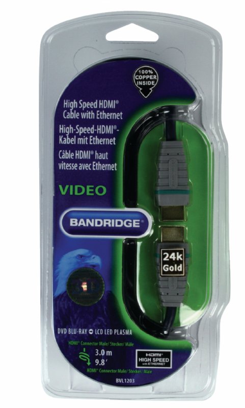 High Speed HDMI Kabel s Ethernetem HDMI Konektor - HDMI Konektor 3.00 m Modrá - obrázek č. 3