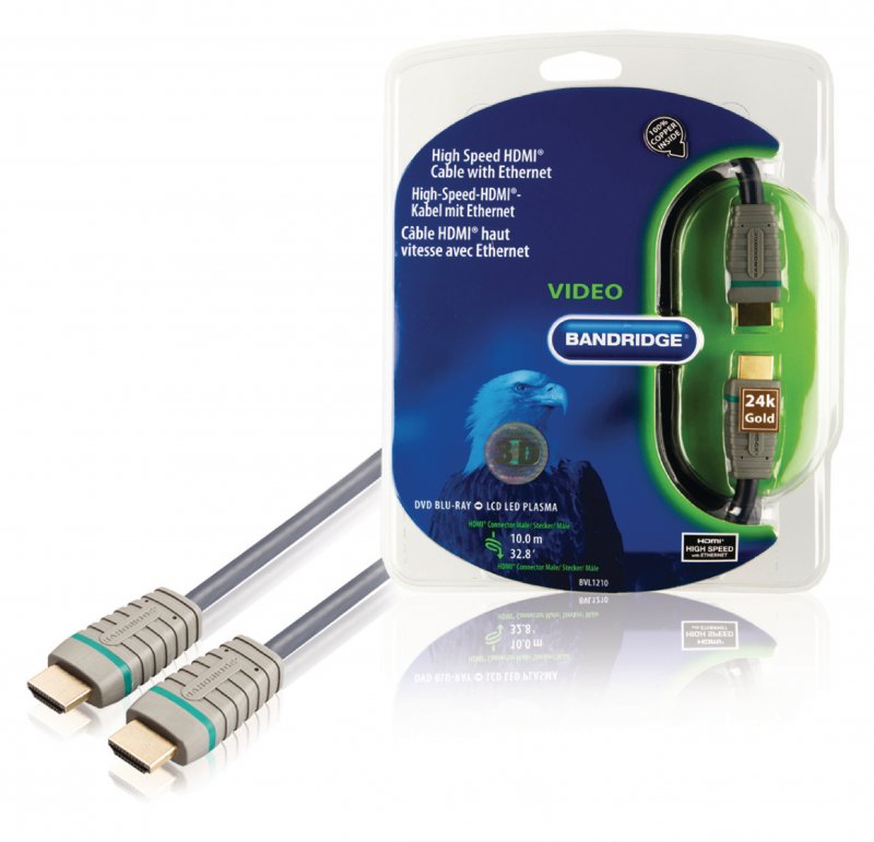 High Speed HDMI Kabel s Ethernetem HDMI Konektor - HDMI Konektor 10.0 m Modrá - obrázek produktu