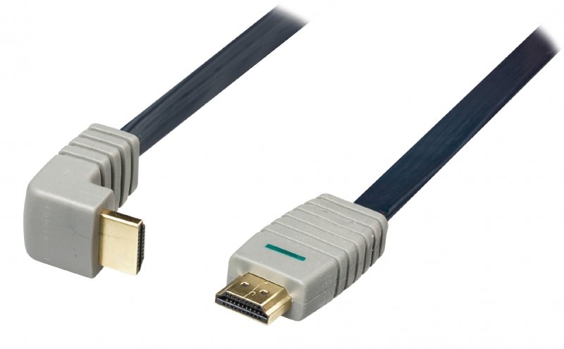 High Speed HDMI Kabel s Ethernetem HDMI Konektor - HDMI Konektor Úhlový, 90° 1.00 m Modrá - obrázek č. 1
