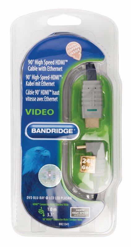 High Speed HDMI Kabel s Ethernetem HDMI Konektor - HDMI Konektor Úhlový, 90° 1.00 m Modrá - obrázek č. 4