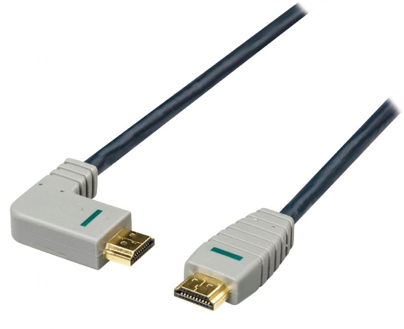 High Speed HDMI Kabel s Ethernetem HDMI Konektor - HDMI Konektor Úhlový, Pravý 2.00 m Modrá - obrázek č. 1