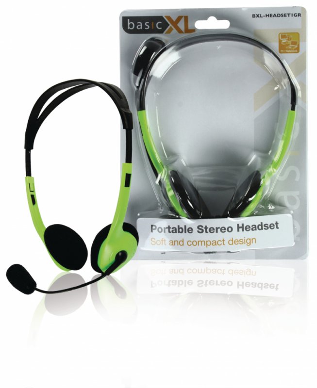 Sluchátka s mikrofonem BXL-HEADSET1GR zelené - obrázek produktu