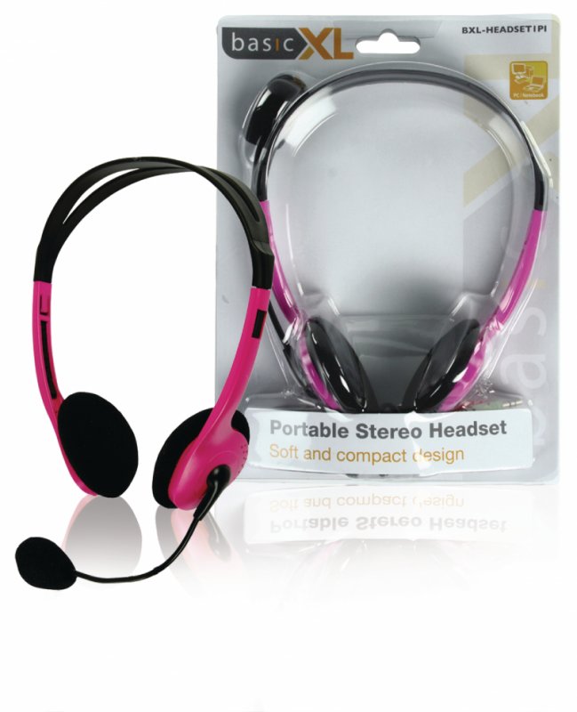 Headset Na Uši 2x 3.5 mm Vestavěný mikrofon 2.0 m Růžová - obrázek produktu