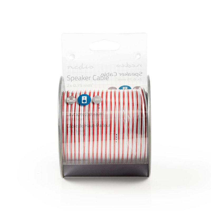 Repro kabel | 2x 0.75 mm² | Měď | 25.0 m | Kulatý | PVC | Bílá | Role - obrázek č. 3