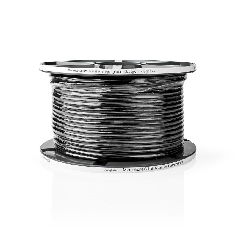 Mikrofonní Kabel | 2x 0.35 mm² | Měď | 100.0 m | Kulatý | PVC | Černá | Role - obrázek č. 1