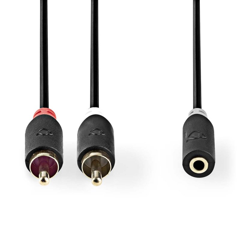 Stereo Audio Kabel | 2x RCA Zástrčka | 3,5 mm Zásuvka | Pozlacené | 1.00 m | Kulatý | Antracit | Box - obrázek produktu
