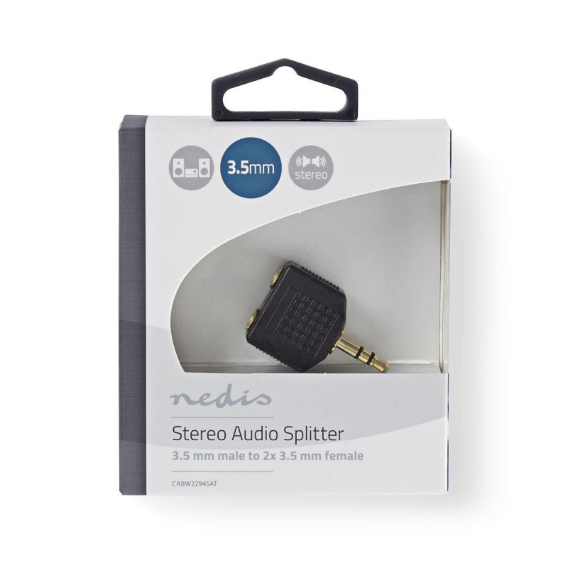 Stereo Audio Adaptér | 3,5 mm Zástrčka | 2× 3.5mm Zásuvka | Pozlacené | Přímý | ABS | Antracit | 1 kusů | Box s Okénkem - obrázek č. 4