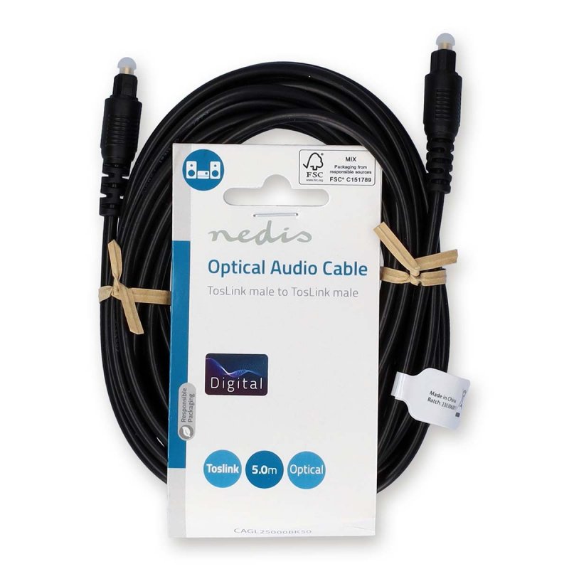 Optický audio kabel | TosLink Zástrčka  CAGL25000BK50 - obrázek č. 2