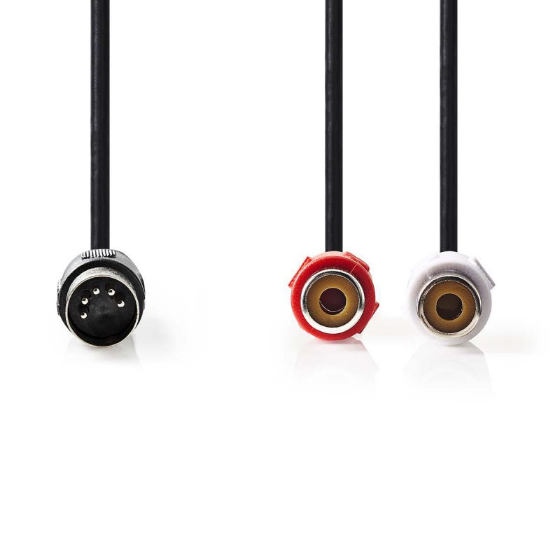 DIN Audio Kabel | DIN 5pinová Zástrčka | 2x RCA Zásuvka | Poniklované | 0.20 m | Kulatý | PVC | Černá | Obálka - obrázek č. 1