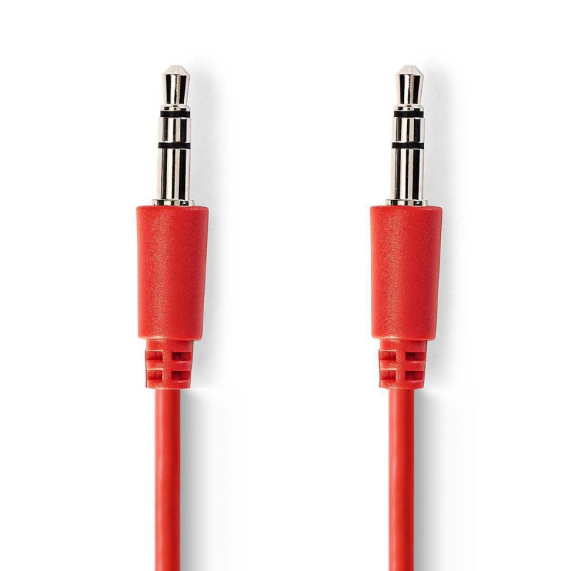 Stereo Audio Kabel | 3,5 mm Zástrčka | 3,5 mm Zástrčka | Poniklované | 1.00 m | Kulatý | Červená | Plastový Sáček - obrázek produktu