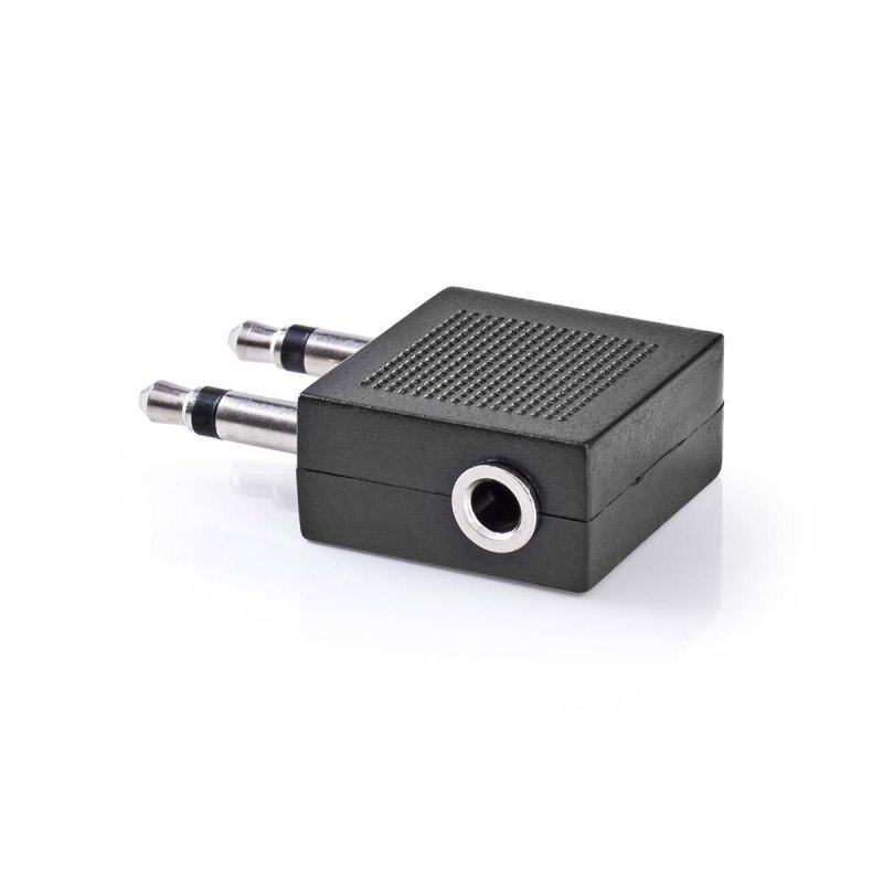Stereo Audio Adaptér | 2× 3,5mm Zástrčka | 3,5 mm Zásuvka | Poniklované | Úhlový 90° | Kov | Černá | 10 kusů | Plastový Sáček - obrázek č. 3