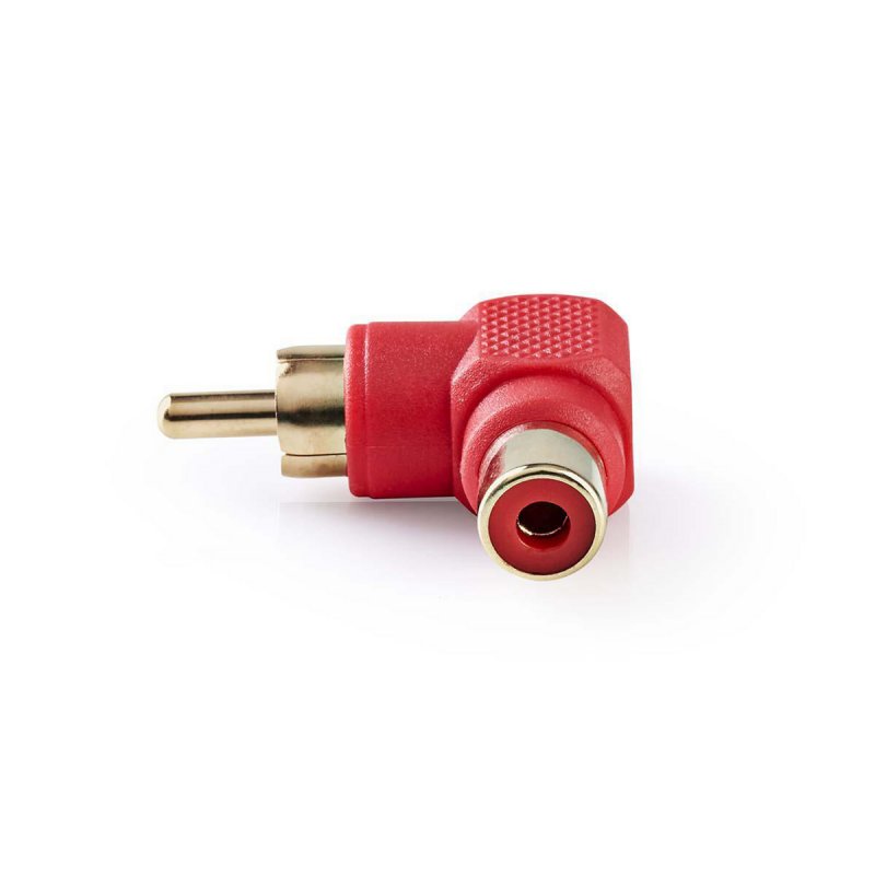 Mono Audio Adapter | RCA Zástrčka | RCA Zásuvka | Pozlacené | Úhlový 90° | ABS | Červená | 10 kusů | Plastový Sáček - obrázek č. 1