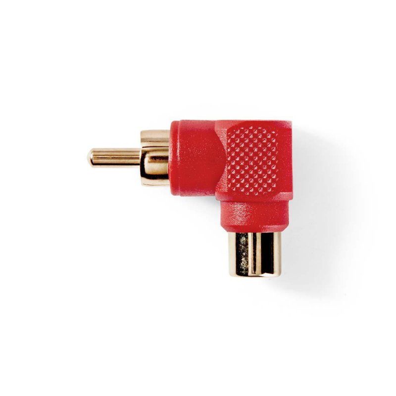 Mono Audio Adapter | RCA Zástrčka | RCA Zásuvka | Pozlacené | Úhlový 90° | ABS | Červená | 10 kusů | Plastový Sáček - obrázek produktu