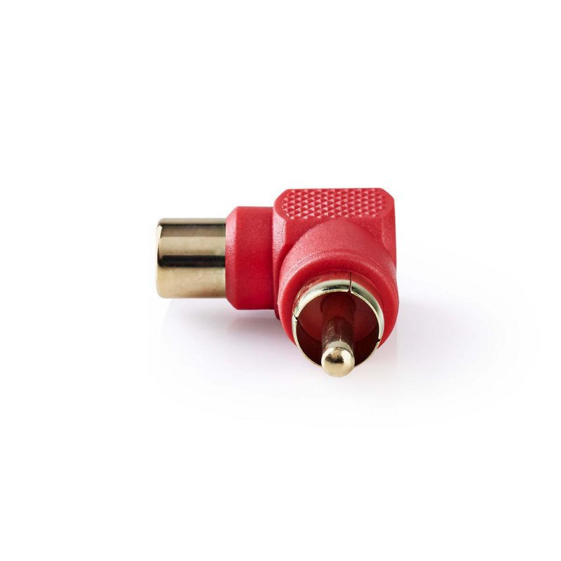 Mono Audio Adapter | RCA Zástrčka | RCA Zásuvka | Pozlacené | Úhlový 90° | ABS | Červená | 10 kusů | Plastový Sáček - obrázek č. 2