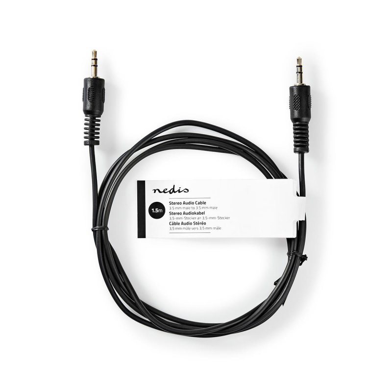 Stereo Audio Kabel | 3,5 mm Zástrčka | 3,5 mm Zástrčka | Poniklované | 1.50 m | Kulatý | Černá | Štítek - obrázek č. 2