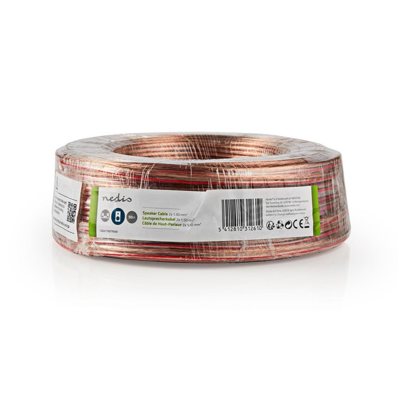 Repro kabel | 2x 1.50 mm² | CCA | 50.0 m | Kulatý | PVC | Transparentní | Zabaleno - obrázek č. 1