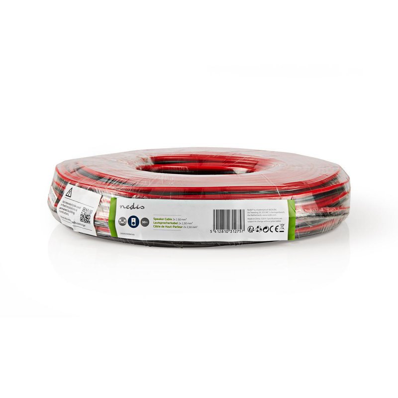Repro kabel | 2x 2.50 mm² | CCA | 50.0 m | Kulatý | PVC | Černá/Červená | Zabaleno - obrázek č. 1