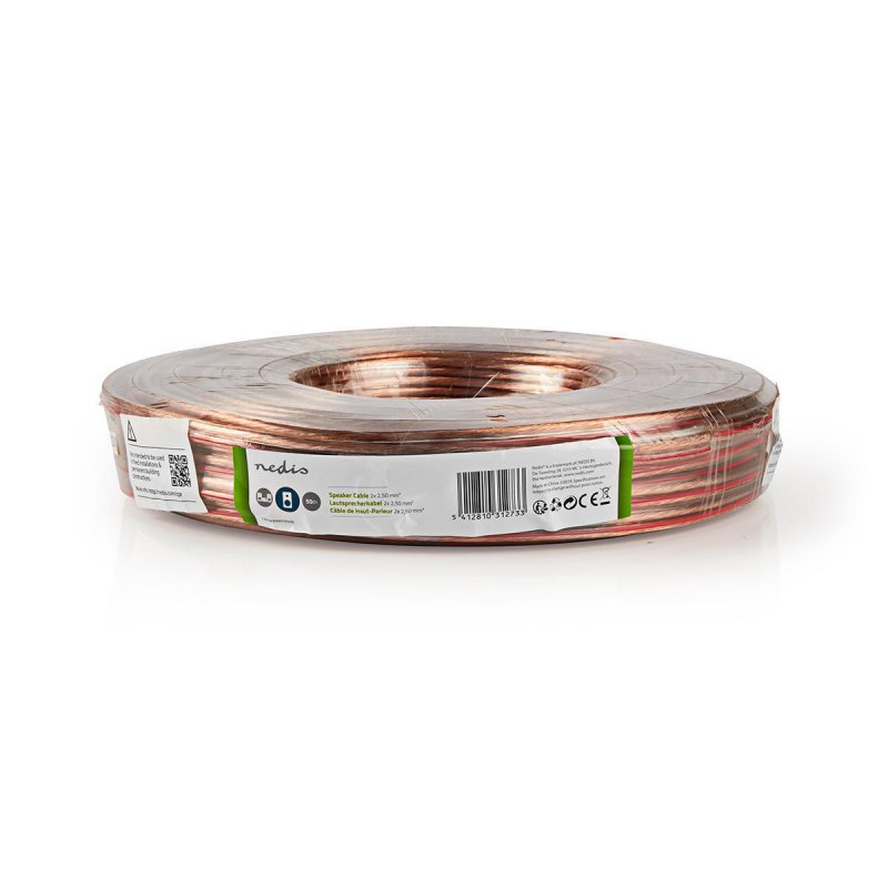 Repro kabel | 2x 2.50 mm² | CCA | 50.0 m | Kulatý | PVC | Transparentní | Zabaleno - obrázek č. 1
