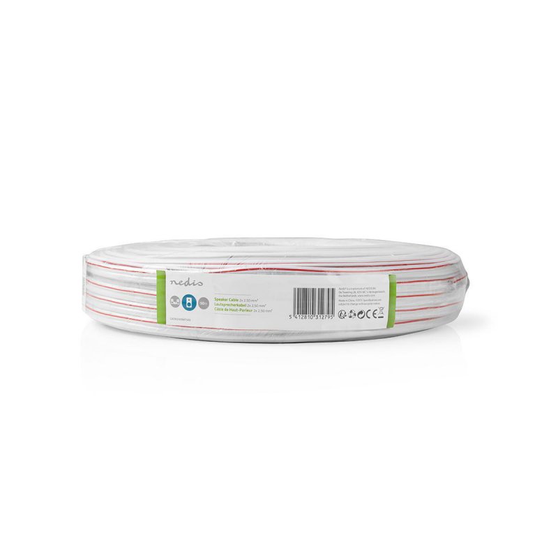 Repro kabel | 2x 2.50 mm² | CCA | 50.0 m | Kulatý | PVC | Bílá | Zabaleno - obrázek č. 1