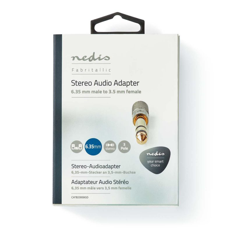 Stereo Audio Adaptér | Muž 6,35 mm | 3,5 mm Zásuvka | Pozlacené | Přímý | Hliník | Kov / Zlatá | 1 kusů | Box s Okénkem - obrázek č. 8