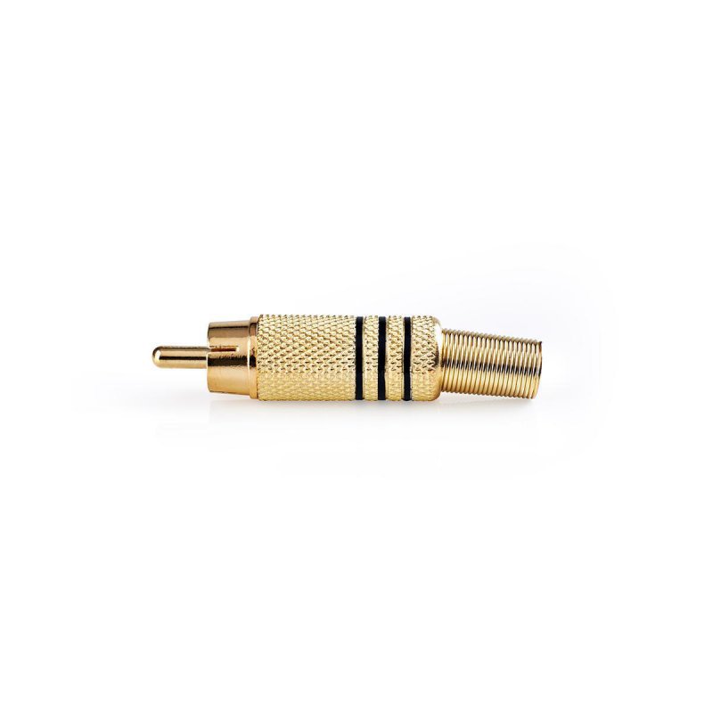 RCA konektor | Přímý | Zástrčka | Pozlacené | Pájecí | Průměr vstupního kabelu: 7.0 mm | Kov | Černá / Zlatá | 25 kusů | Plastov - obrázek produktu