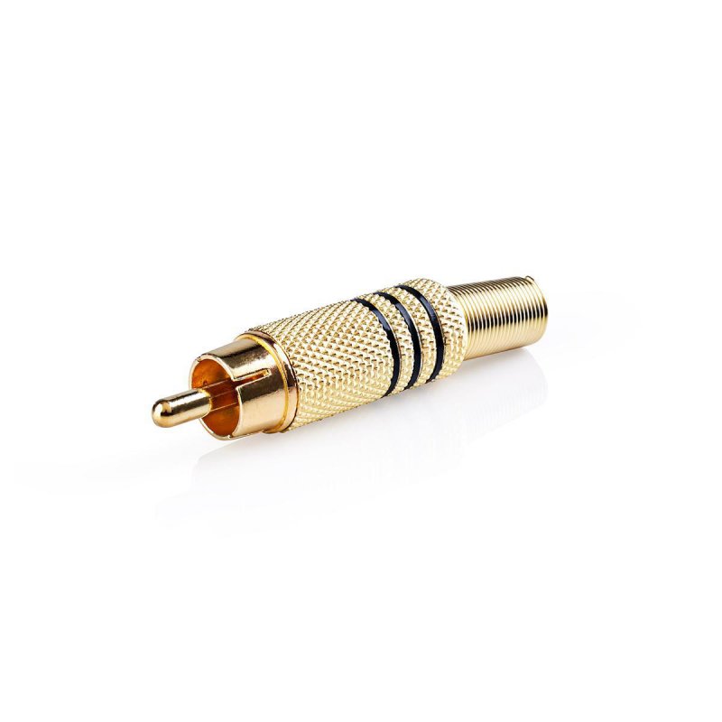 RCA konektor | Přímý | Zástrčka | Pozlacené | Pájecí | Průměr vstupního kabelu: 7.0 mm | Kov | Černá / Zlatá | 25 kusů | Plastov - obrázek č. 2