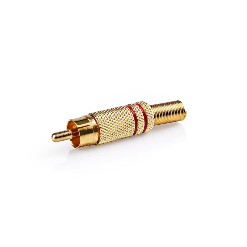 RCA konektor | Přímý | Zástrčka | Pozlacené | Pájecí | Průměr vstupního kabelu: 7.0 mm | Kov | Červená / Zlatá | 25 ks | Plastov - obrázek č. 2